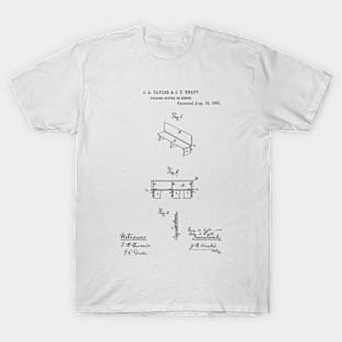 Folding bench Vintage Retro Patent Hand Drawing Funny Novelty Gift T-Shirt